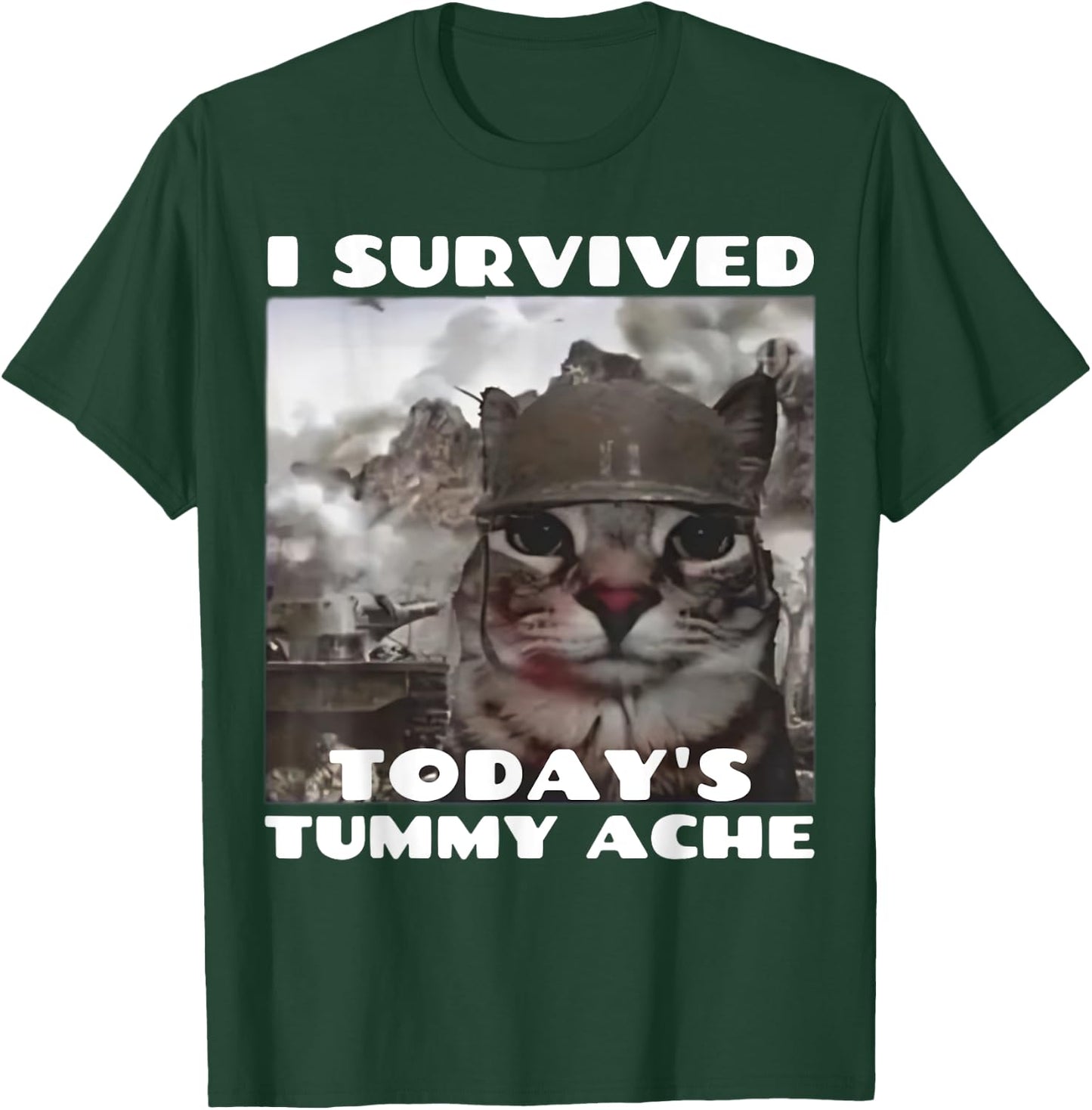I Survived Today's Tummy Ache Meme Tummy Ache Survivor IBS T-Shirt - T-Shirt | Forest