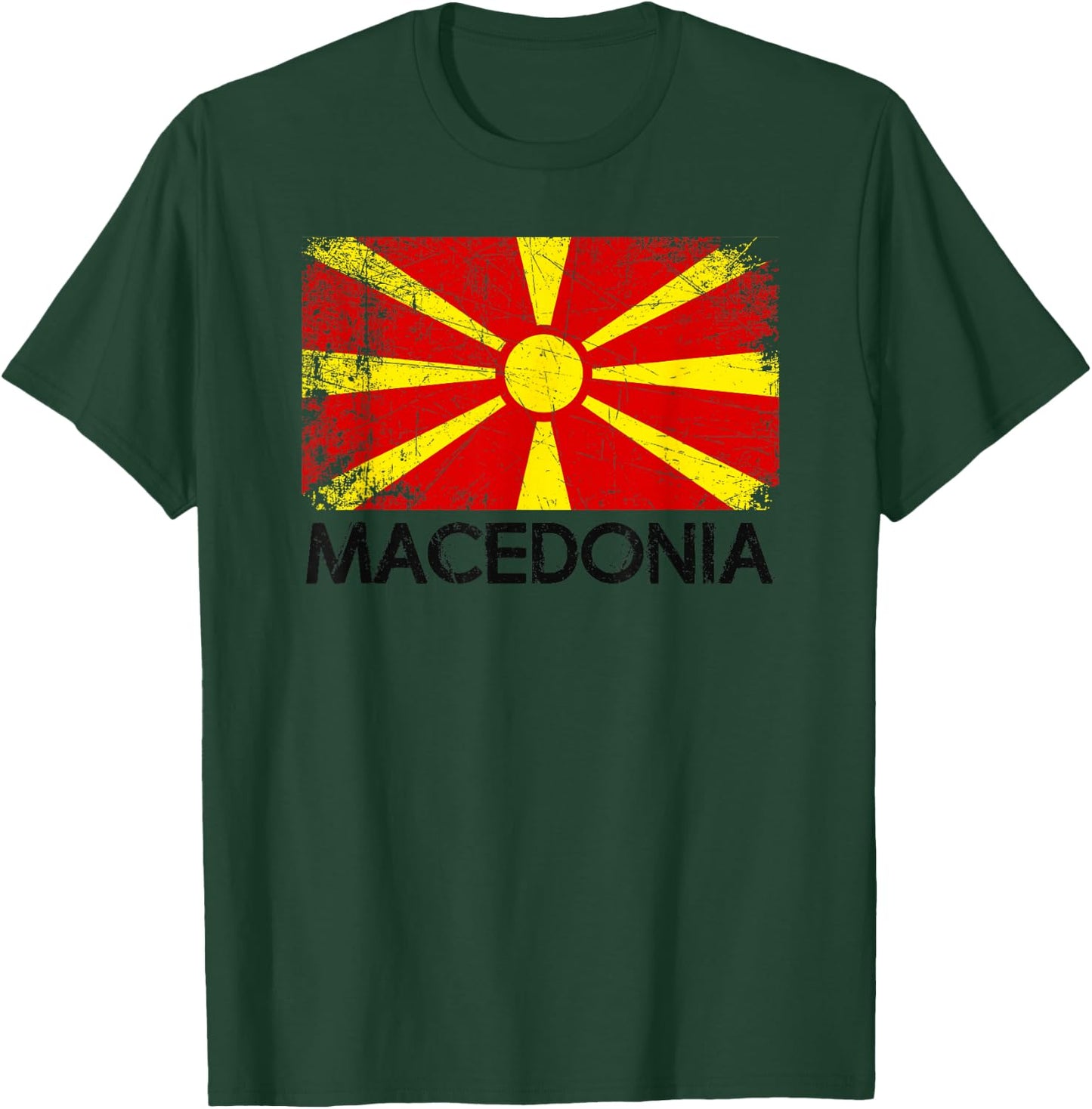 Macedonian Flag | Vintage Made In Macedonia Gift T-Shirt - T-Shirt | Forest