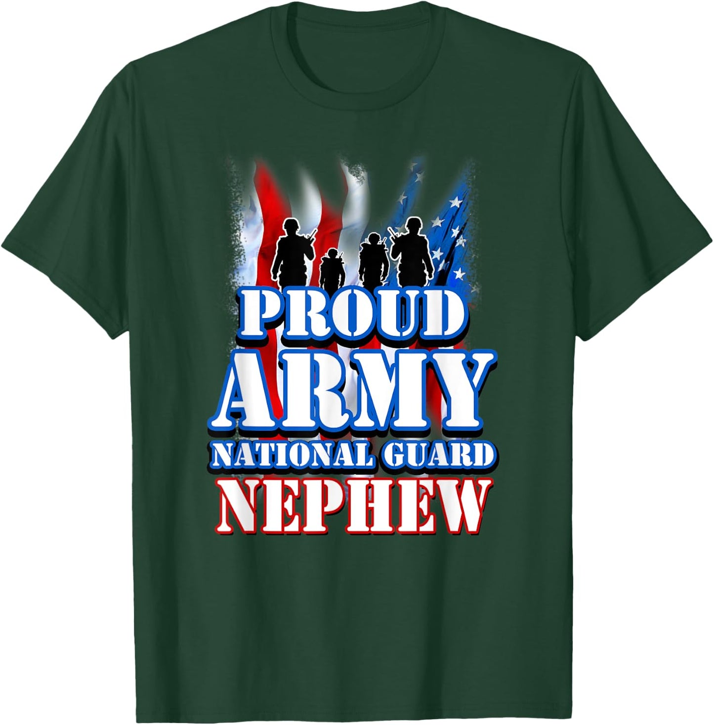 USA Flag Proud Army National Guard Nephew Kids Men T-Shirt - T-Shirt | Forest