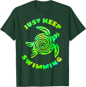 Funny Sea turtle Just keep Swimming Ocean Beach Vacation T-Shirt - T-Shirt | Forest