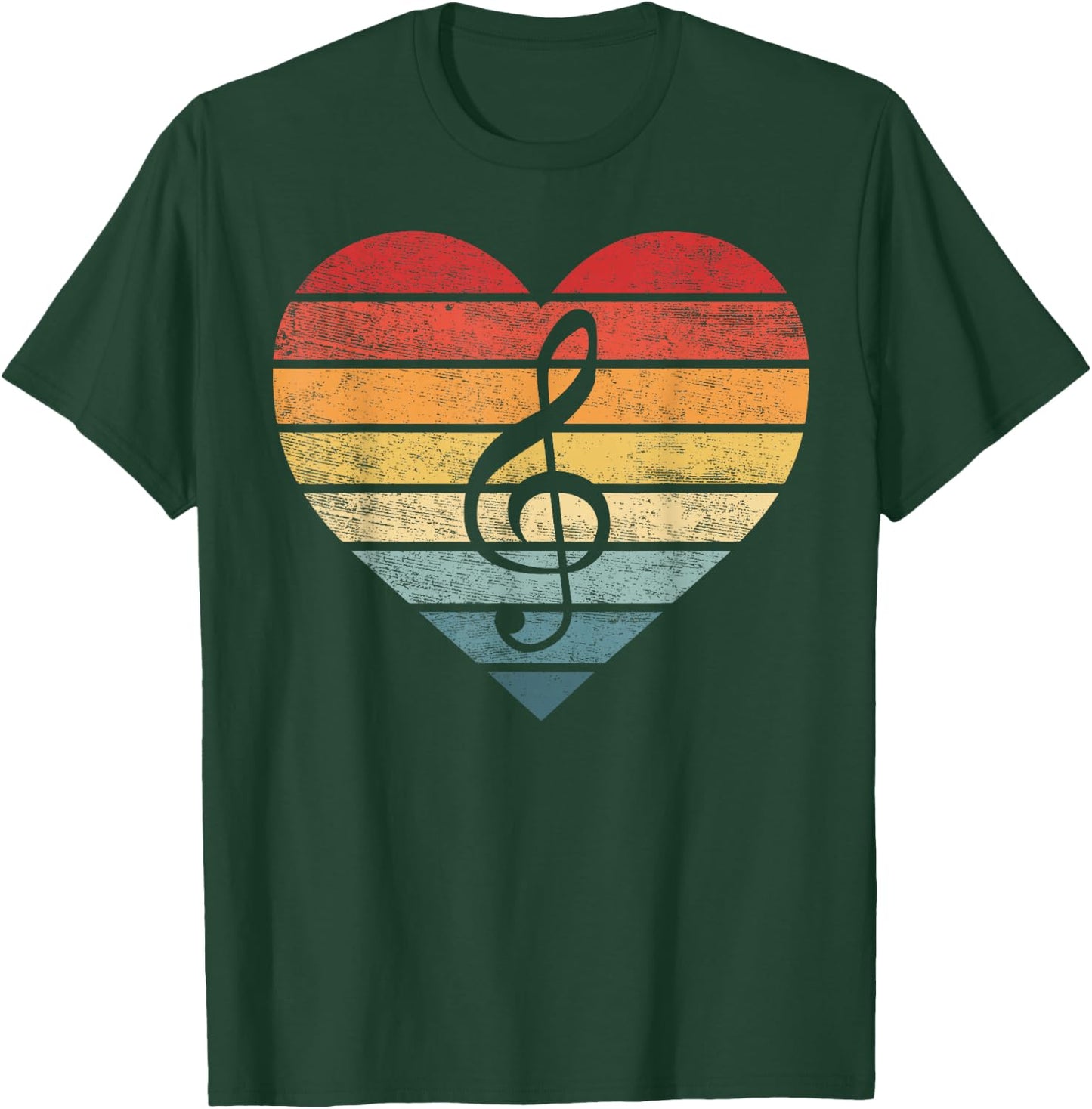 Music Teacher Gifts Retro Sunset Note Music School Musician T-Shirt - T-Shirt | Forest