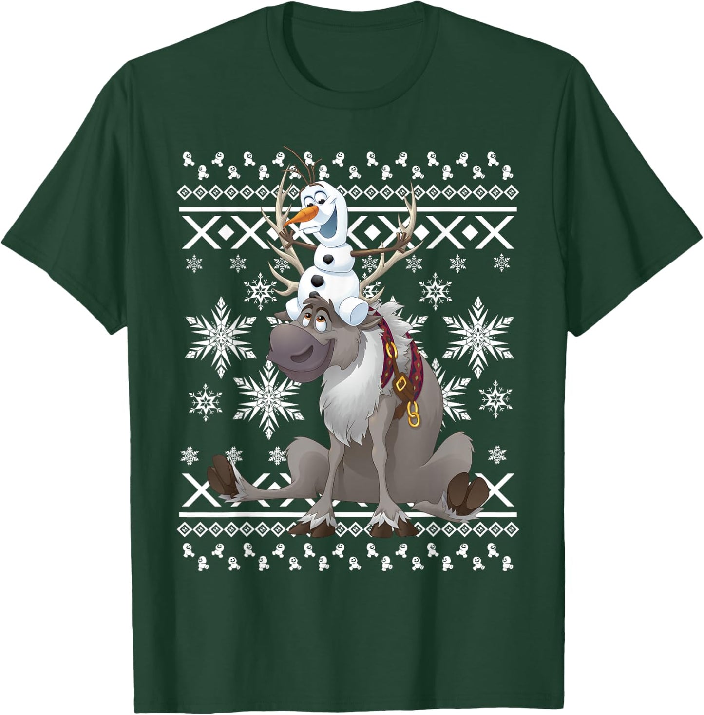 Disney Frozen Olaf Sven Riding Antlers Ugly Sweater T-Shirt - T-Shirt | Forest