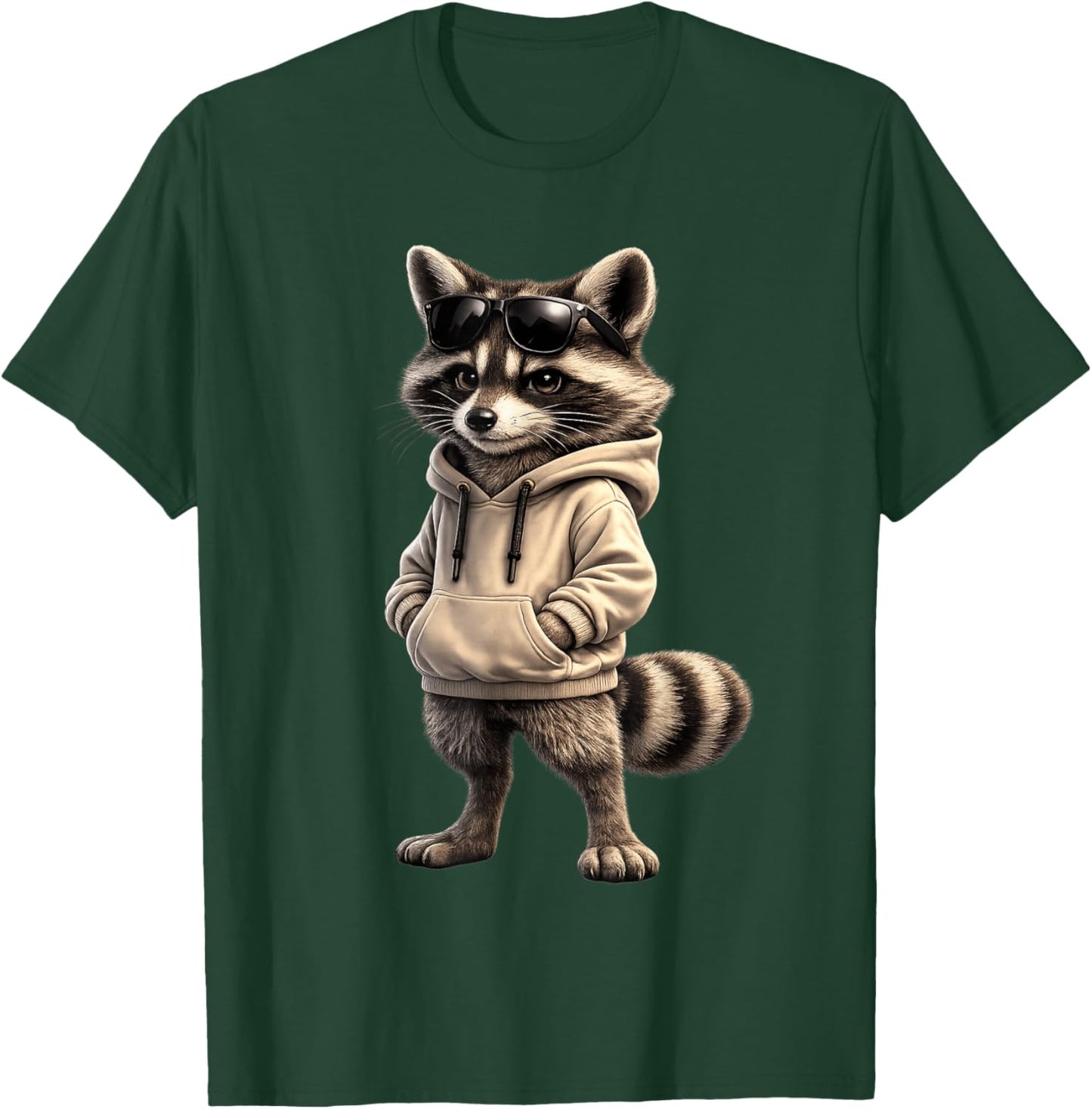 Cool Raccoon Wearing and Sunglasses Funny Raccoon T-Shirt - T-Shirt | Forest