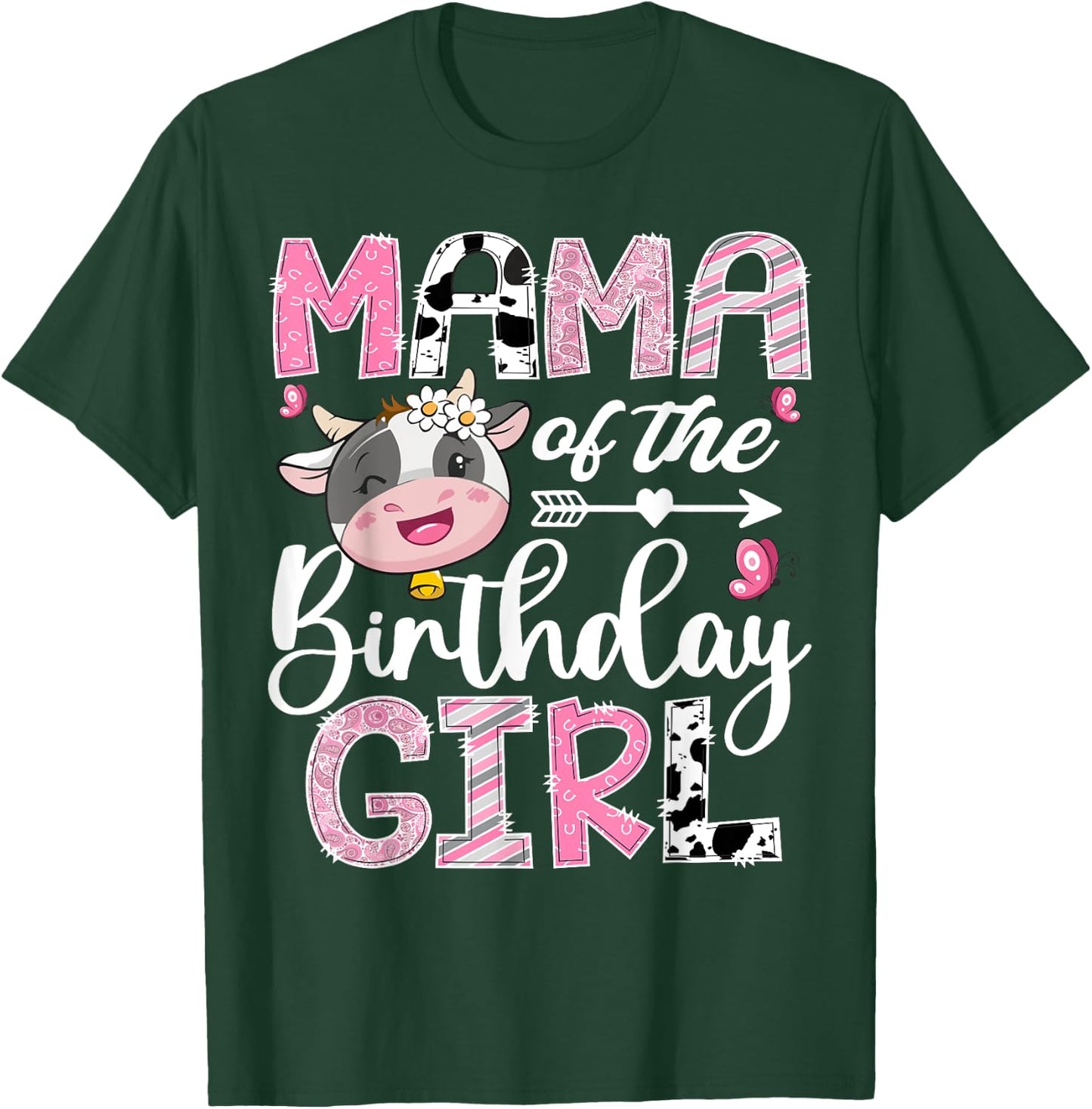 Mama Of The Birthday Girl Pink Farm Cow 1St Birthday T-Shirt - T-Shirt | Forest