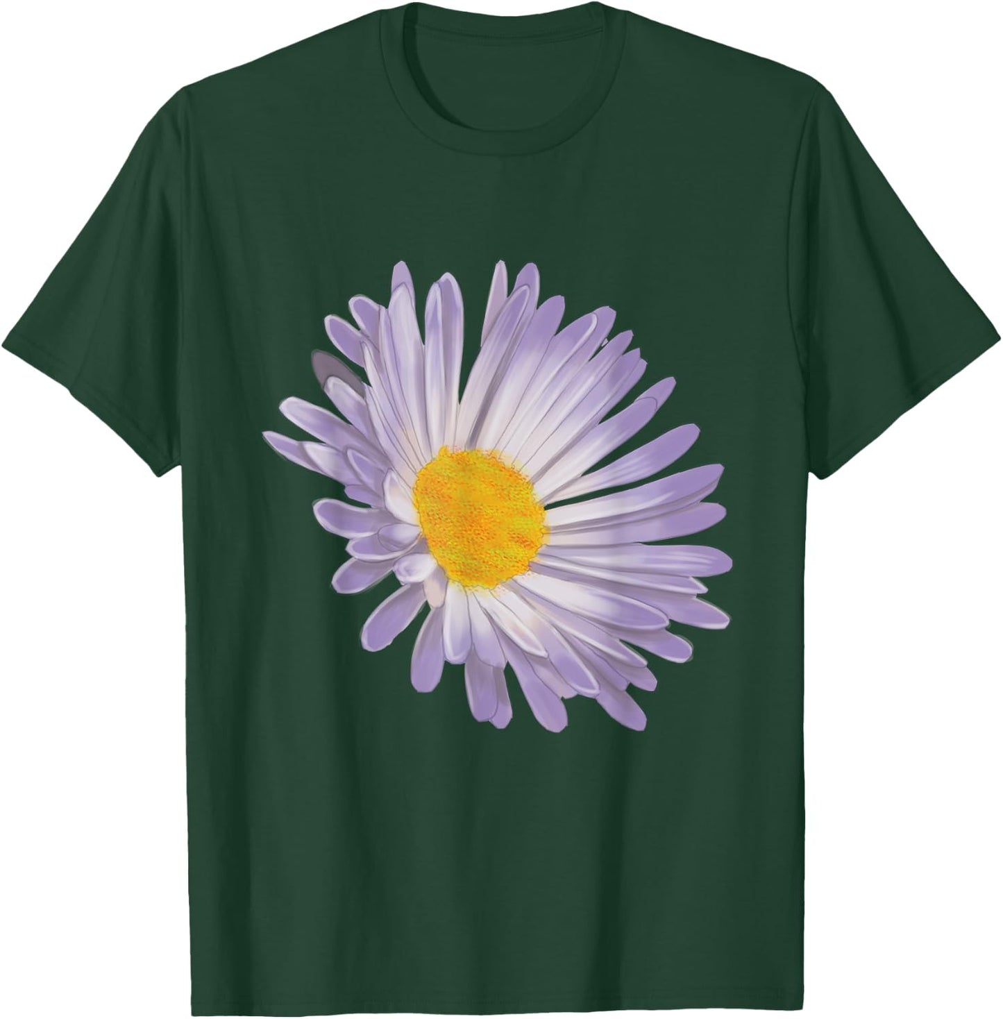 Purple Aster Flower, Handpainted Style Graphic Daisy T-Shirt - T-Shirt | Forest