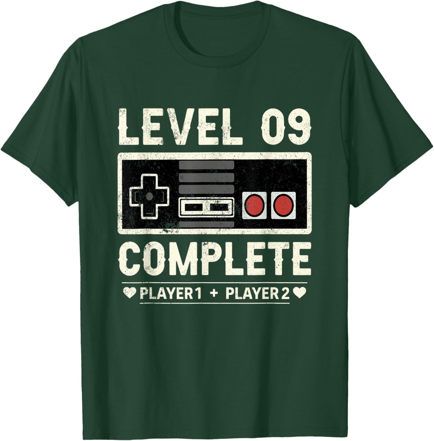 9th Wedding Anniversary 9 Year Him Her Level 9 Complete T-Shirt - T-Shirt | Forest