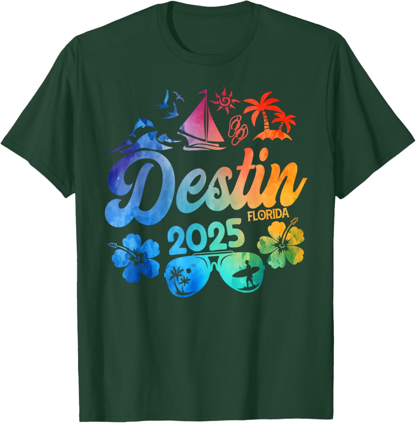 Destin Florida 2025 Tie Dye Vacation Souvenir Matching Group T-Shirt - T-Shirt | Forest