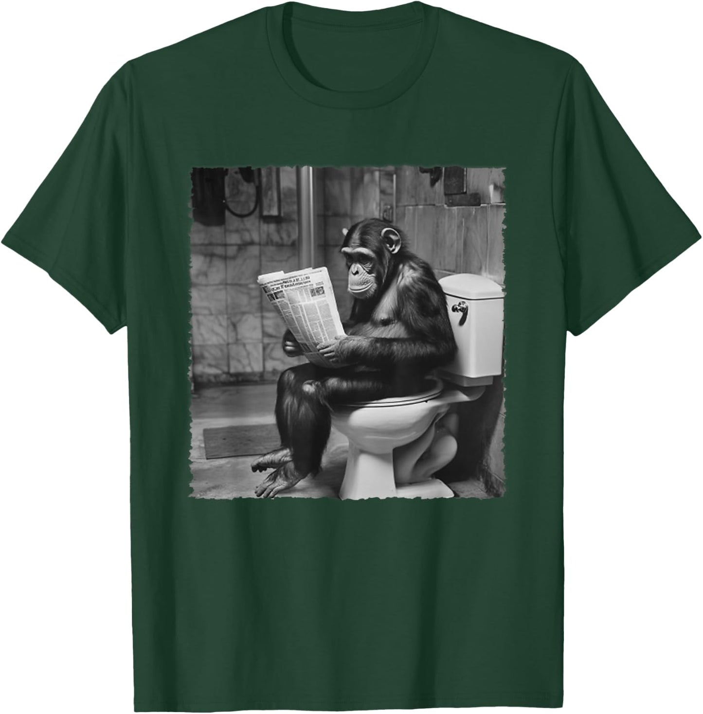 Funny Monkey Toilet Newspaper Session T-Shirt - T-Shirt | Forest