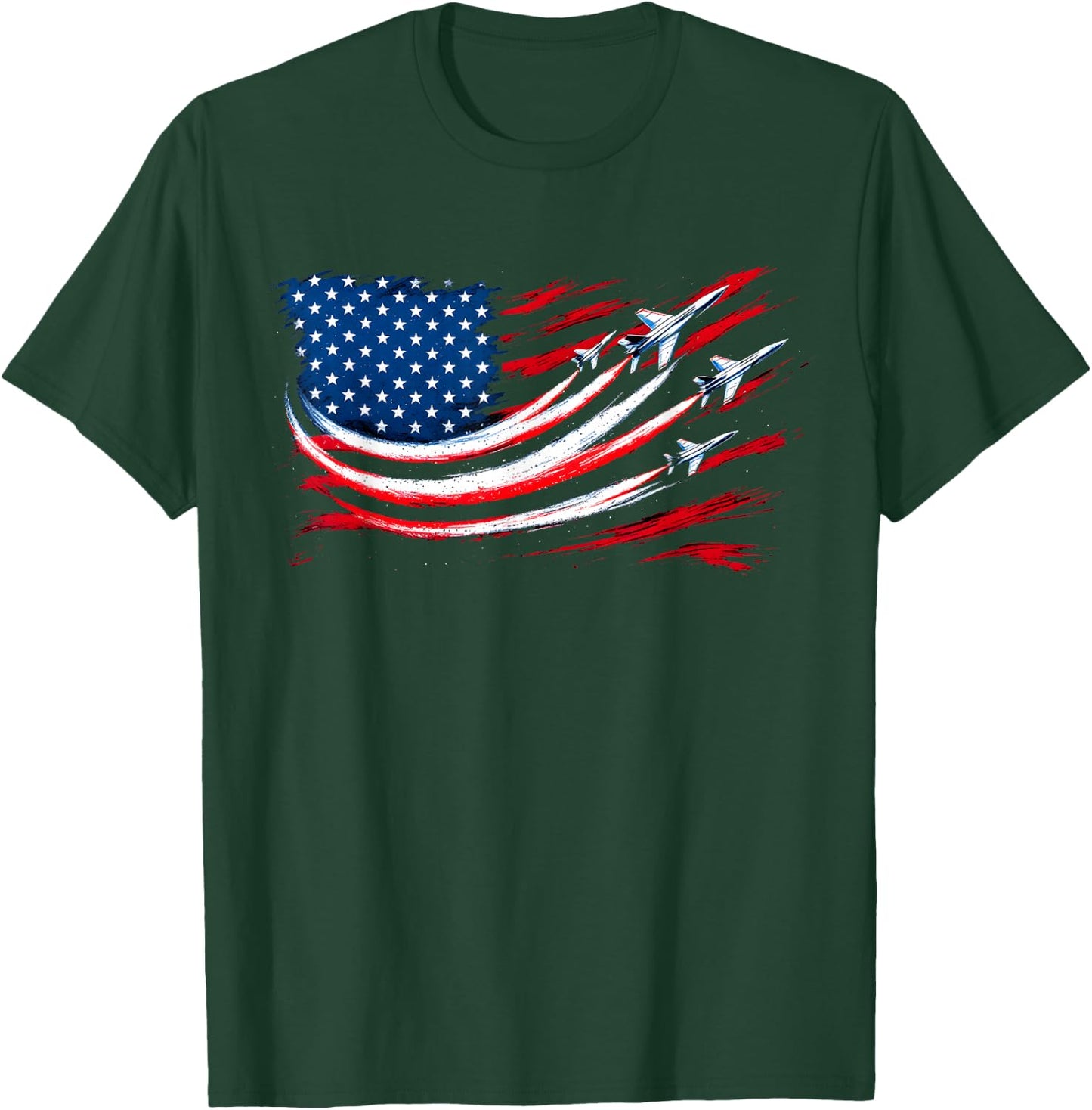American Flag Aviation Pilot Fighter Jets 4th of July T-Shirt - T-Shirt | Forest