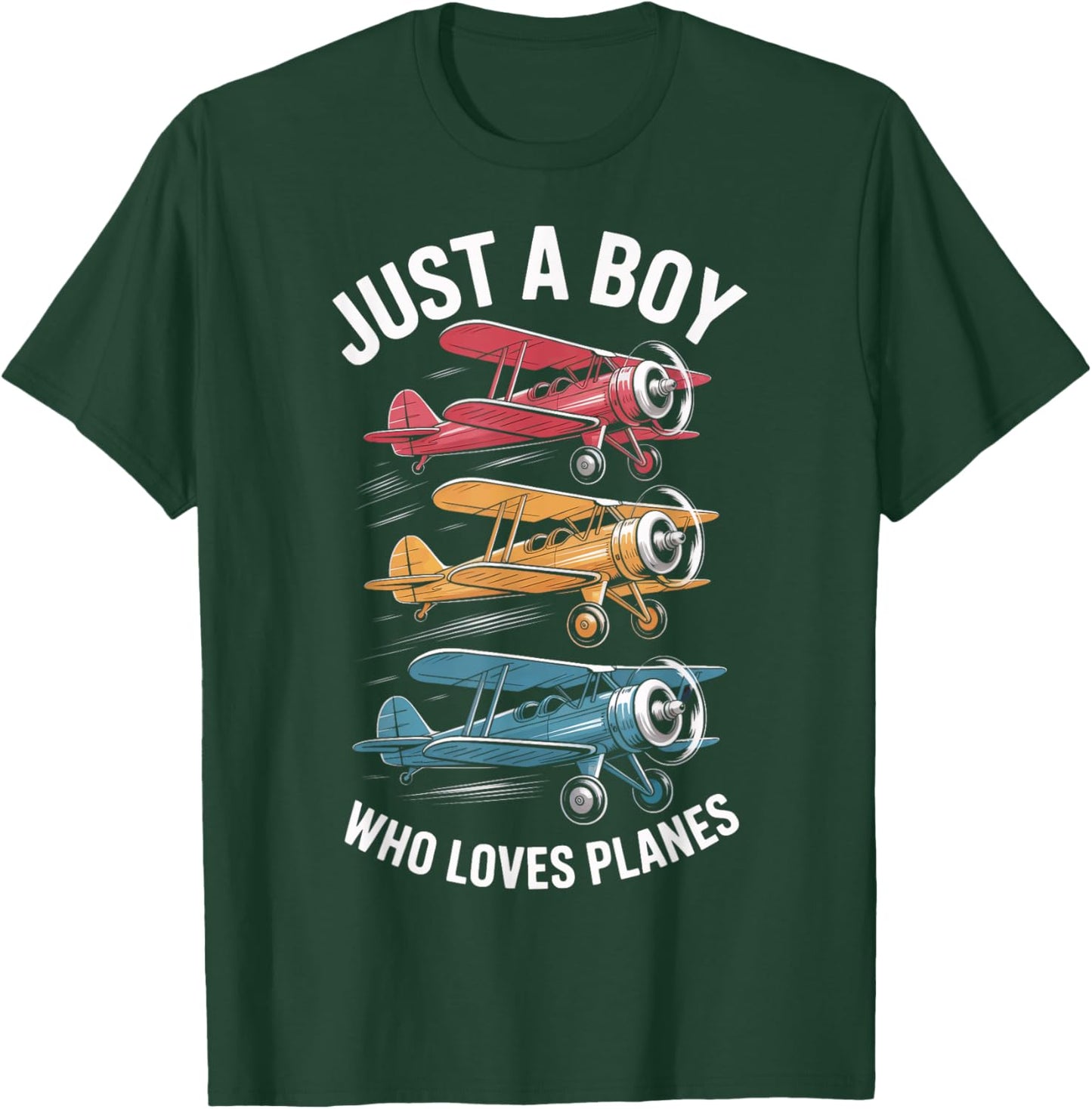Airplane Obsessed Kid Just A Boy Who Loves Planes Flying Fan T-Shirt - T-Shirt | Forest