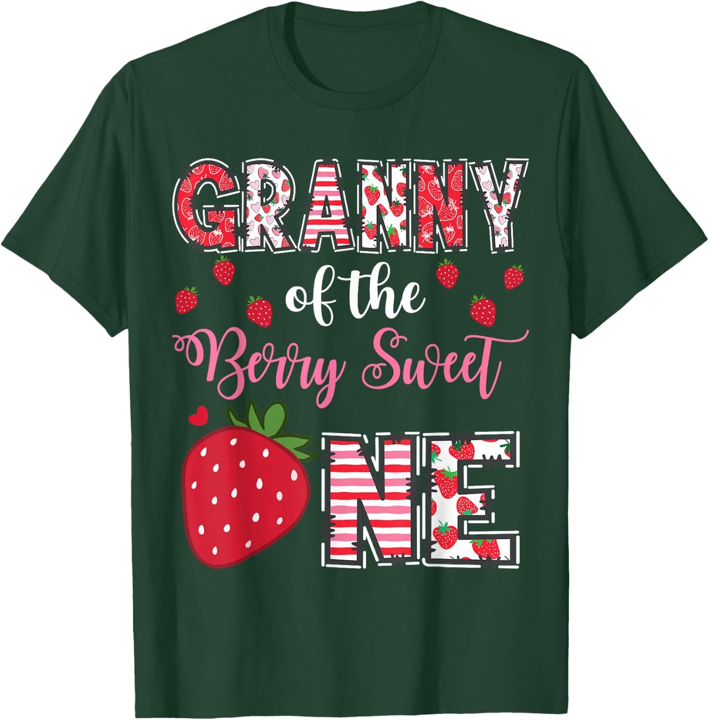 Granny Of The Berry Sweet One Strawberry Birthday Girl T-Shirt - T-Shirt | Forest