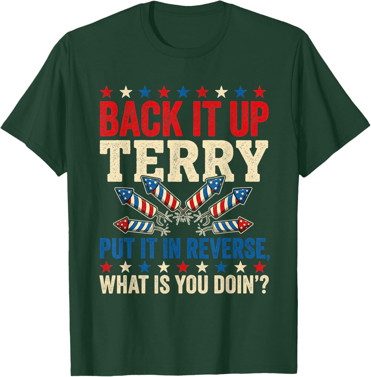 Back it Up Terry Put It in Reverse July 4th Fireworks Terry T-Shirt - T-Shirt | Forest