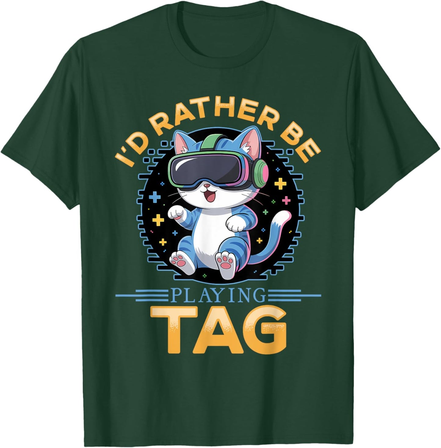 Gaming Cat VR Gamer Men Women Kids T-Shirt - T-Shirt | Forest