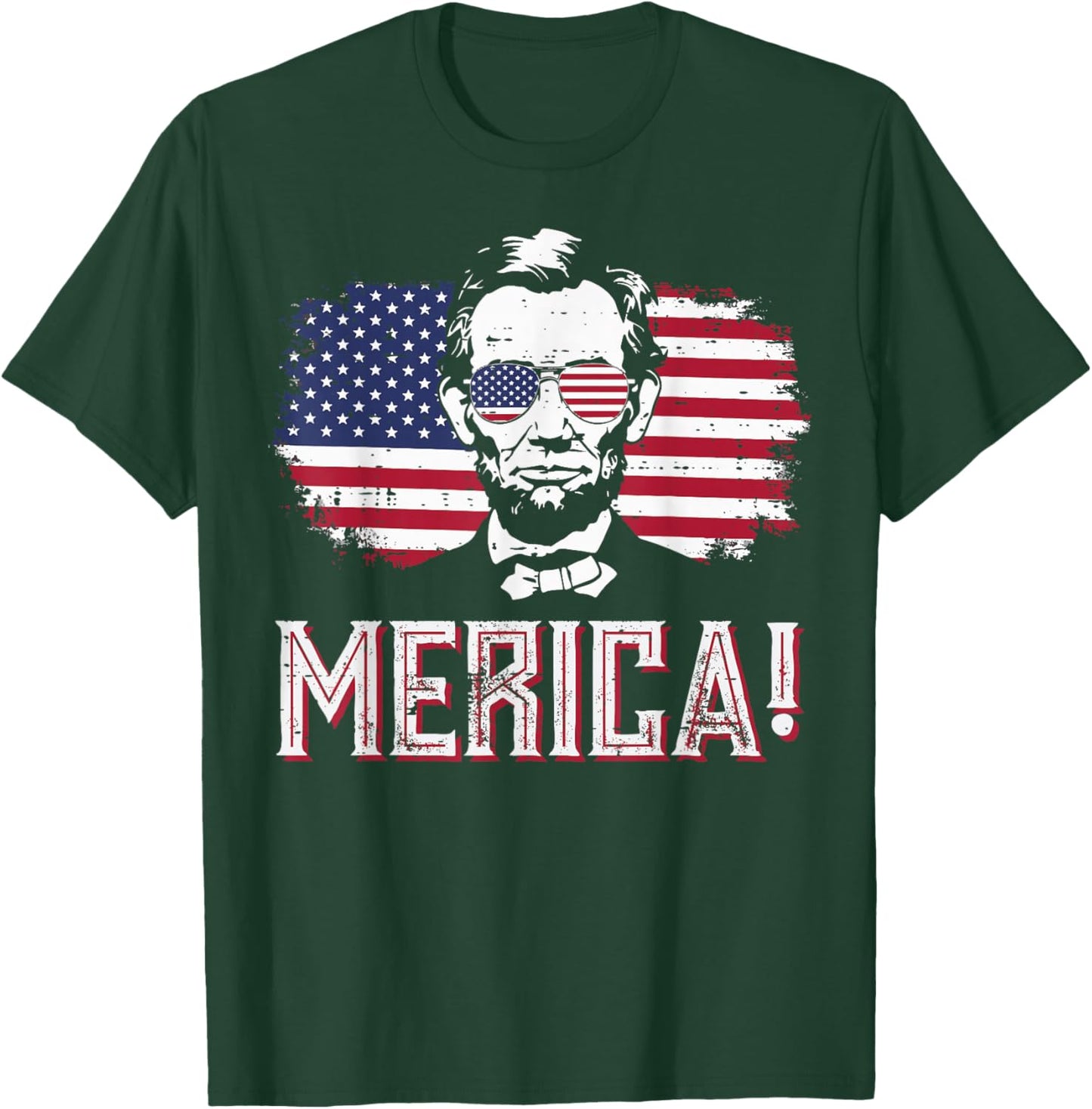 4th Of July Lincoln USA Flag Merica Patriotic Men Women Kids T-Shirt - T-Shirt | Forest