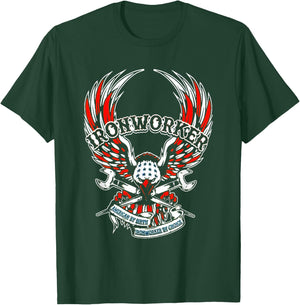 American By Birth Ironworker By Choice USA Flag Eagle Design Women Kids Men T-Shirt - T-Shirt | Forest