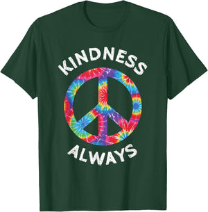 Kindness Always Tie Dye Peace Sign Spread Joy T Shirt T-Shirt - T-Shirt | Forest