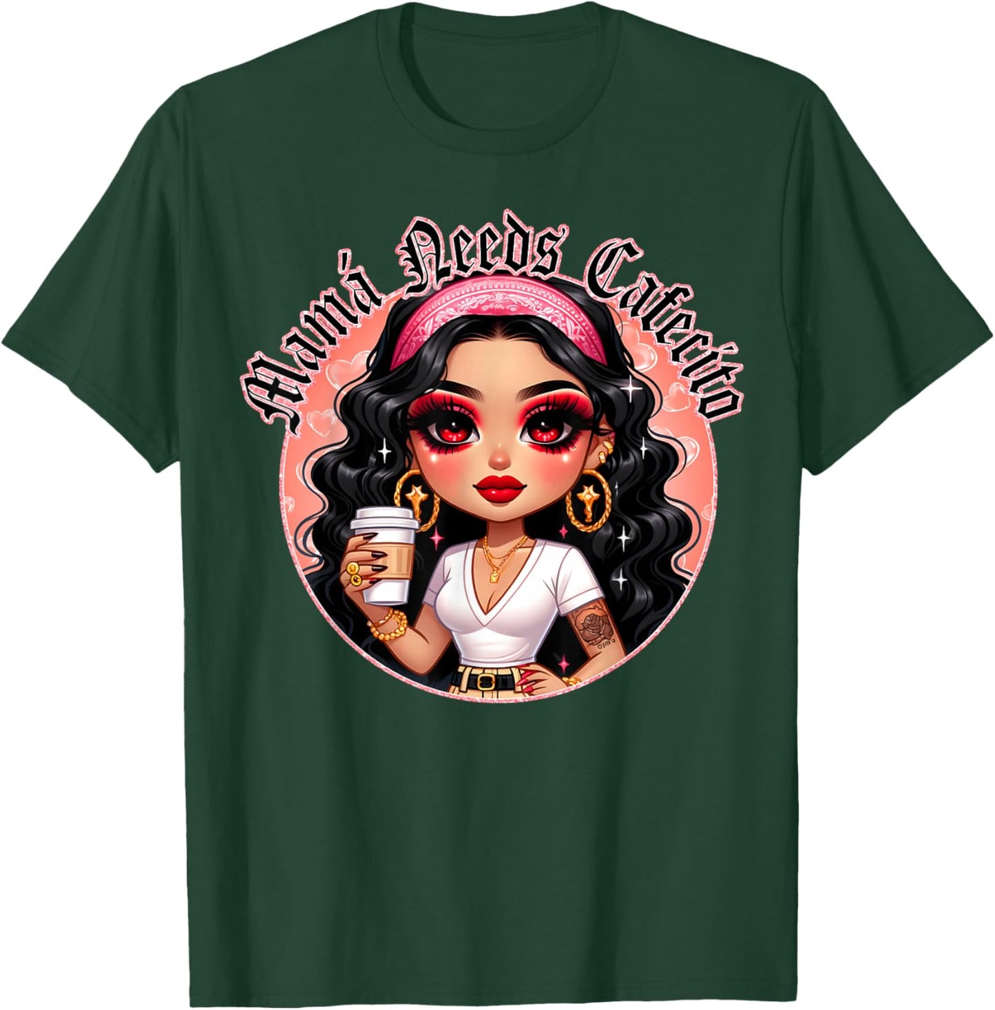 Mama Needs Cafecito Y Chisme Best Mom La Mama Mas Chingona T-Shirt - T-Shirt | Forest