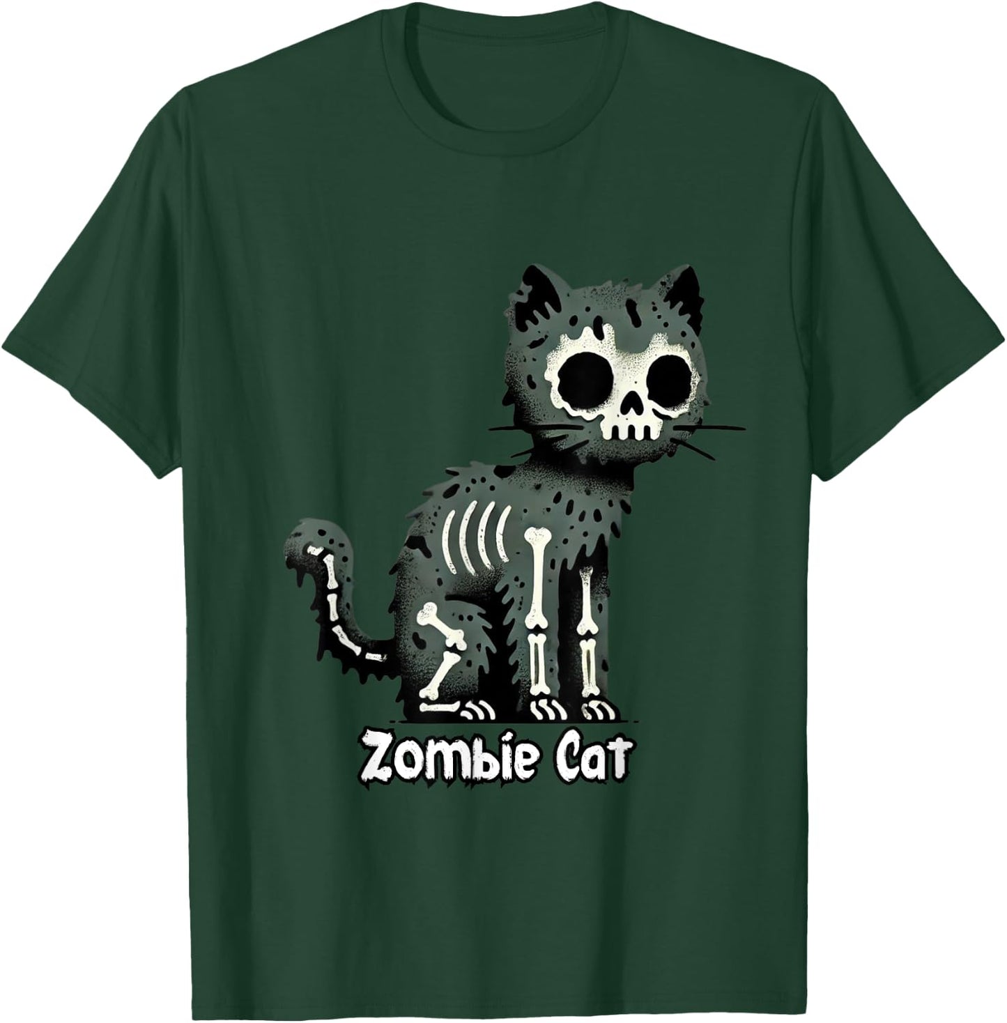 Spooky & Cute Cat Zombie Halloween Men Women Kids T-Shirt - T-Shirt | Forest