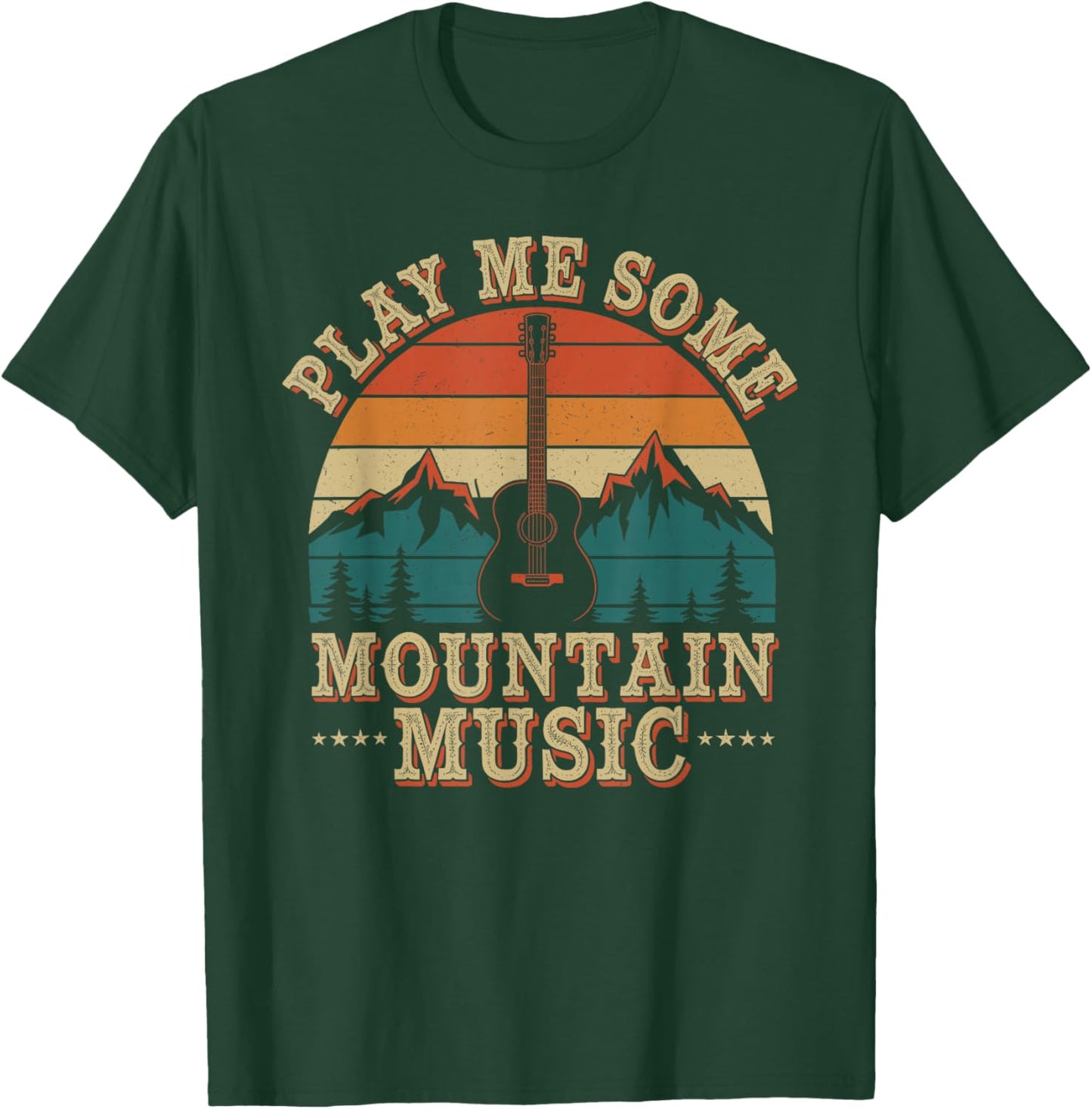 Play Me Some Mountain Music Retro Country Western T-Shirt - T-Shirt | Forest