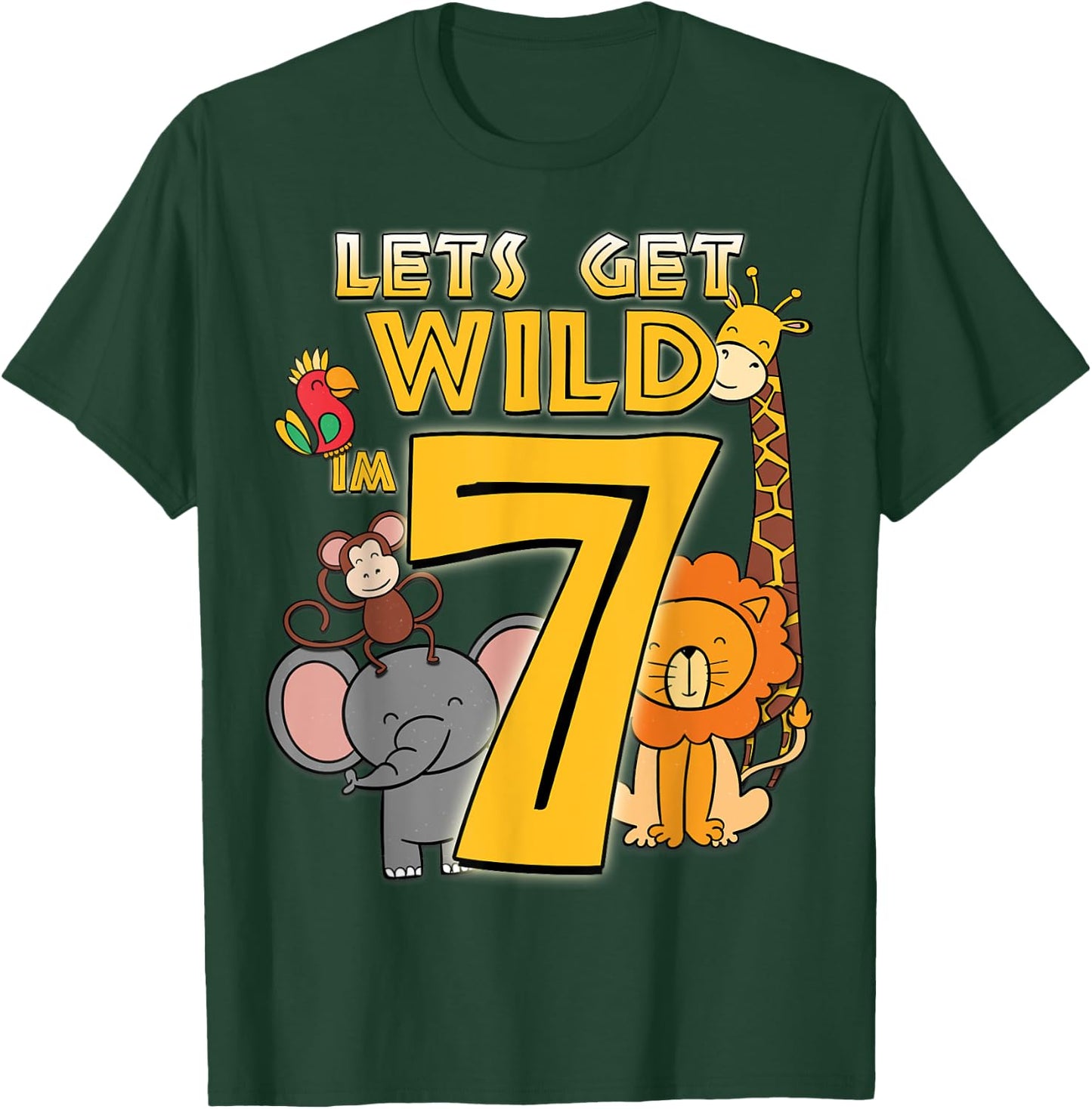 7 Years Old Zoo Animals Safari 7th Birthday Boys Girls T-Shirt - T-Shirt | Forest