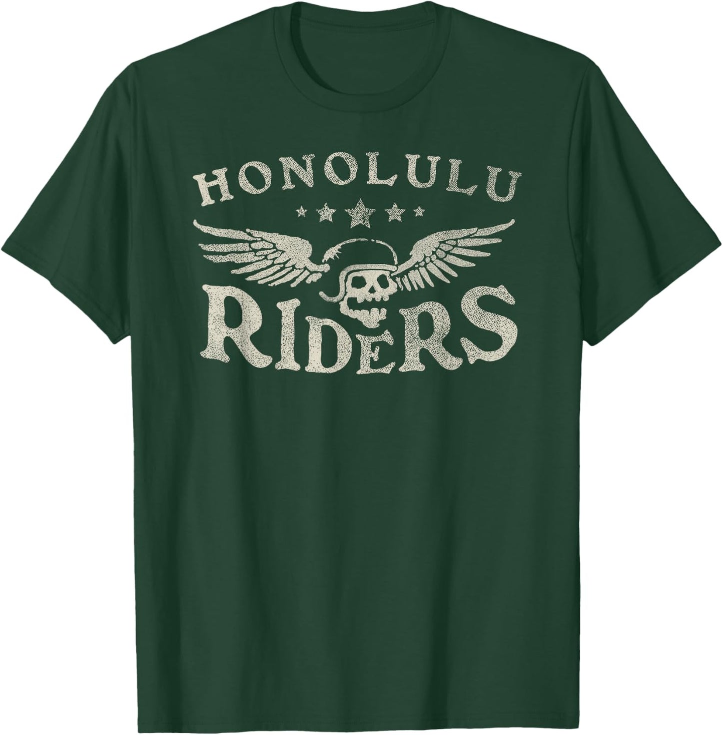 Honolulu Riders - Motorcycle Skull Wings T-Shirt - T-Shirt | Forest