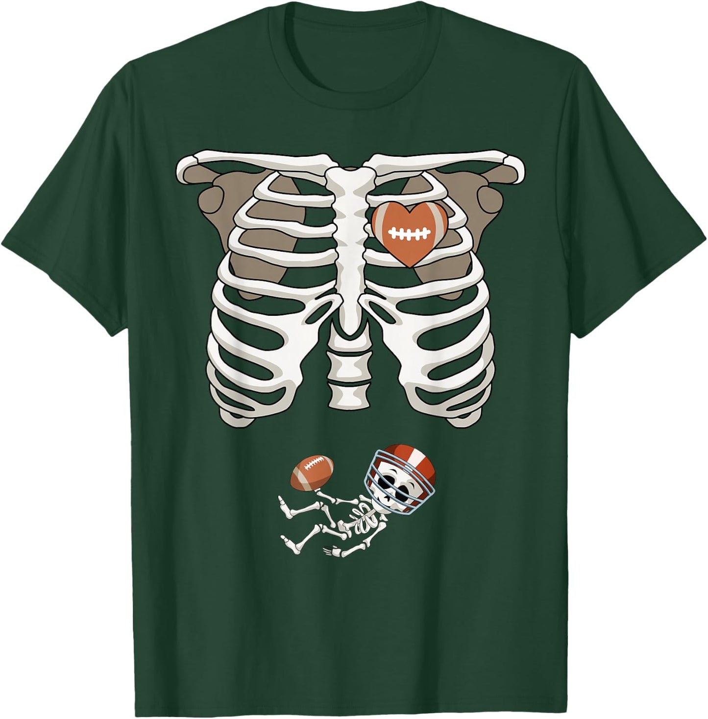 Pregnancy Skeleton Rib Funny Football Bump Gift T-Shirt - T-Shirt | Forest