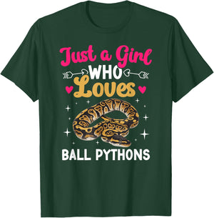 Just A Girl Who Loves Ball Python Owner Ball Python Mom T-Shirt - T-Shirt | Forest
