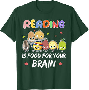 Reading Is Food For Your Brain Children's Books Characters T-Shirt - T-Shirt | Forest