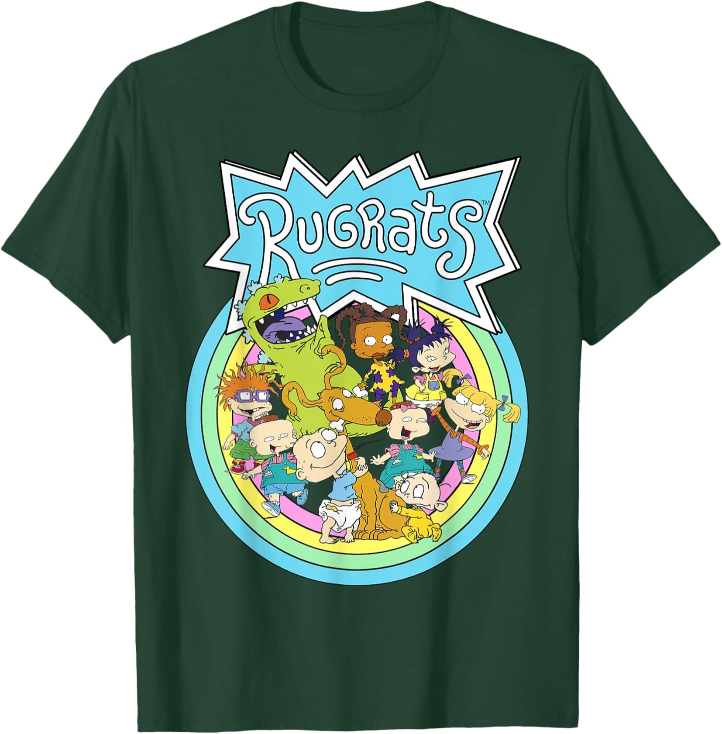 Rugrats Group Rainbow Circles Classic Title Graphic T-Shirt - T-Shirt | Forest
