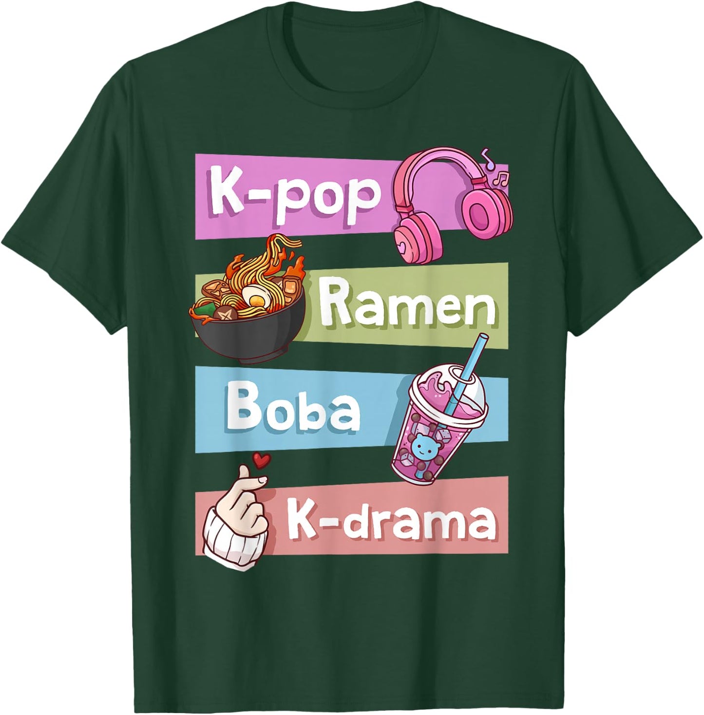 K-Pop K-Drama Ramen Boba Tea Bubble Tea Korean Pop Music T-Shirt - T-Shirt | Forest
