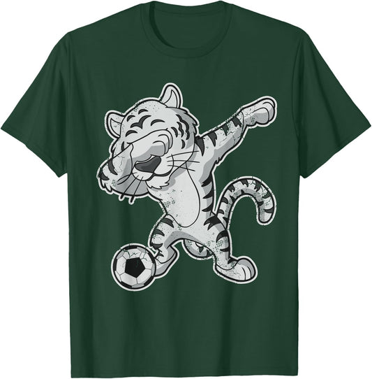 Dabbing White Tiger Soccer Team Player T-Shirt - T-Shirt | Forest