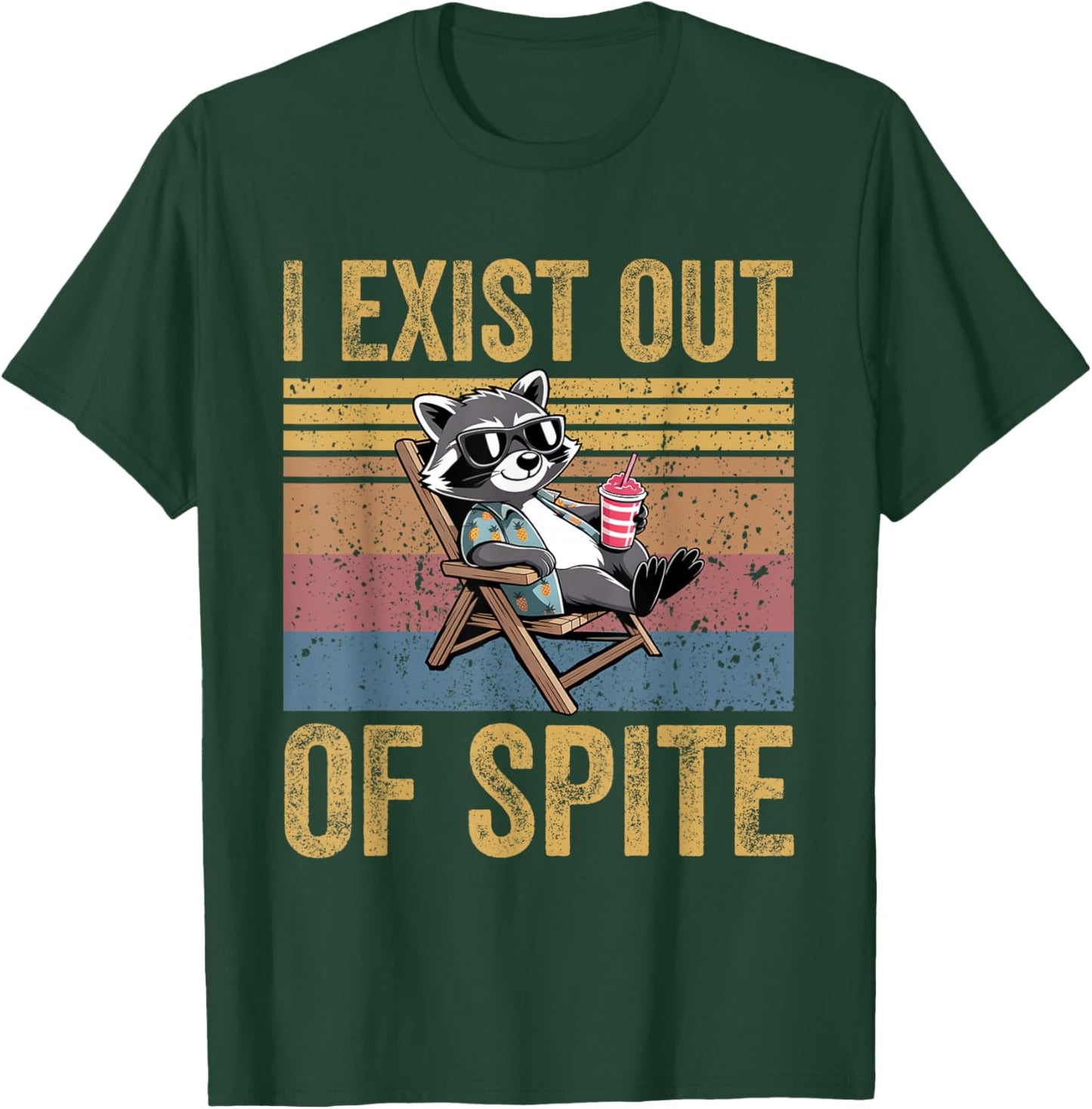 I Exist Purely Out Of Spite Funny Sarcastic Raccoon Vintage T-Shirt - T-Shirt | Forest