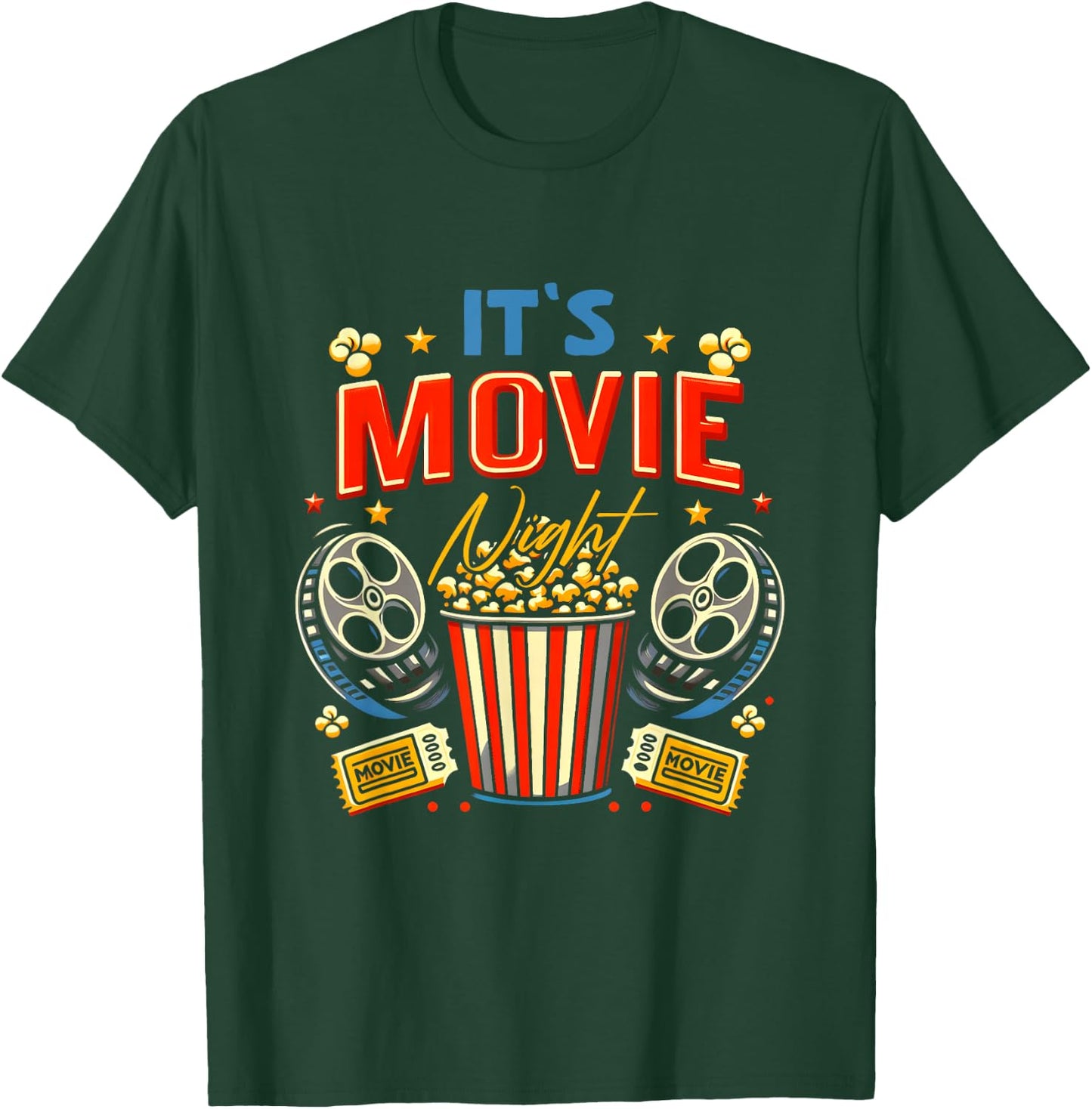 Family It Movie Night For Movie Lover Popcorn Cinema T-Shirt - T-Shirt | Forest
