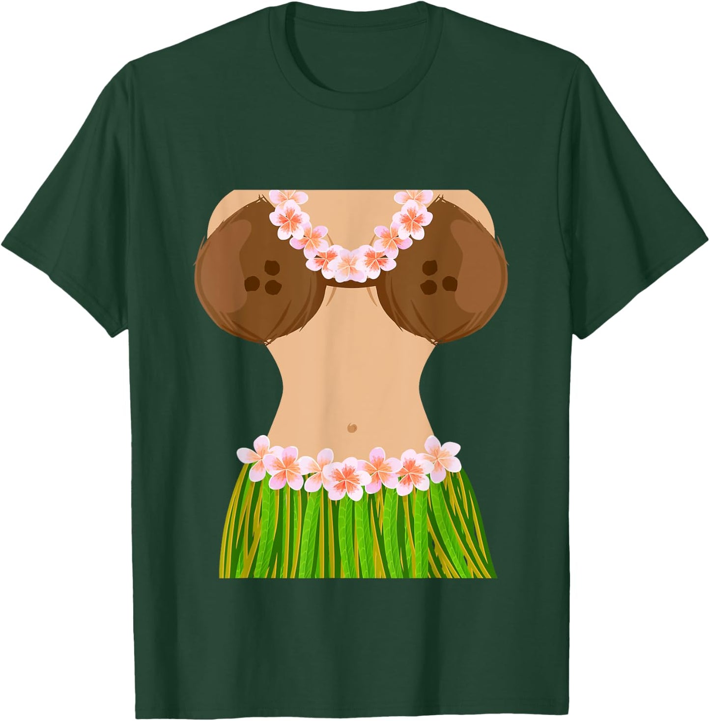 Hawaiian Coconut Shell Bra Funny Halloween Party T-Shirt - T-Shirt | Forest