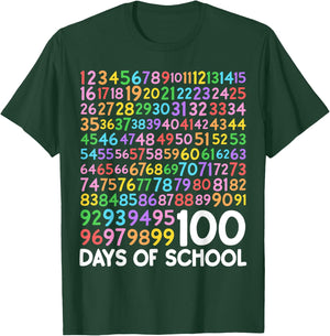 100th Day of School Teacher 100 Days of School Math Numbers T-Shirt - T-Shirt | Forest