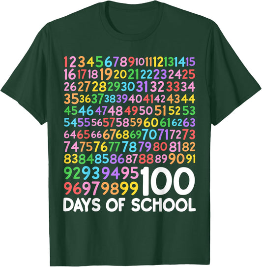 100th Day of School Teacher 100 Days of School Math Numbers T-Shirt - T-Shirt | Forest