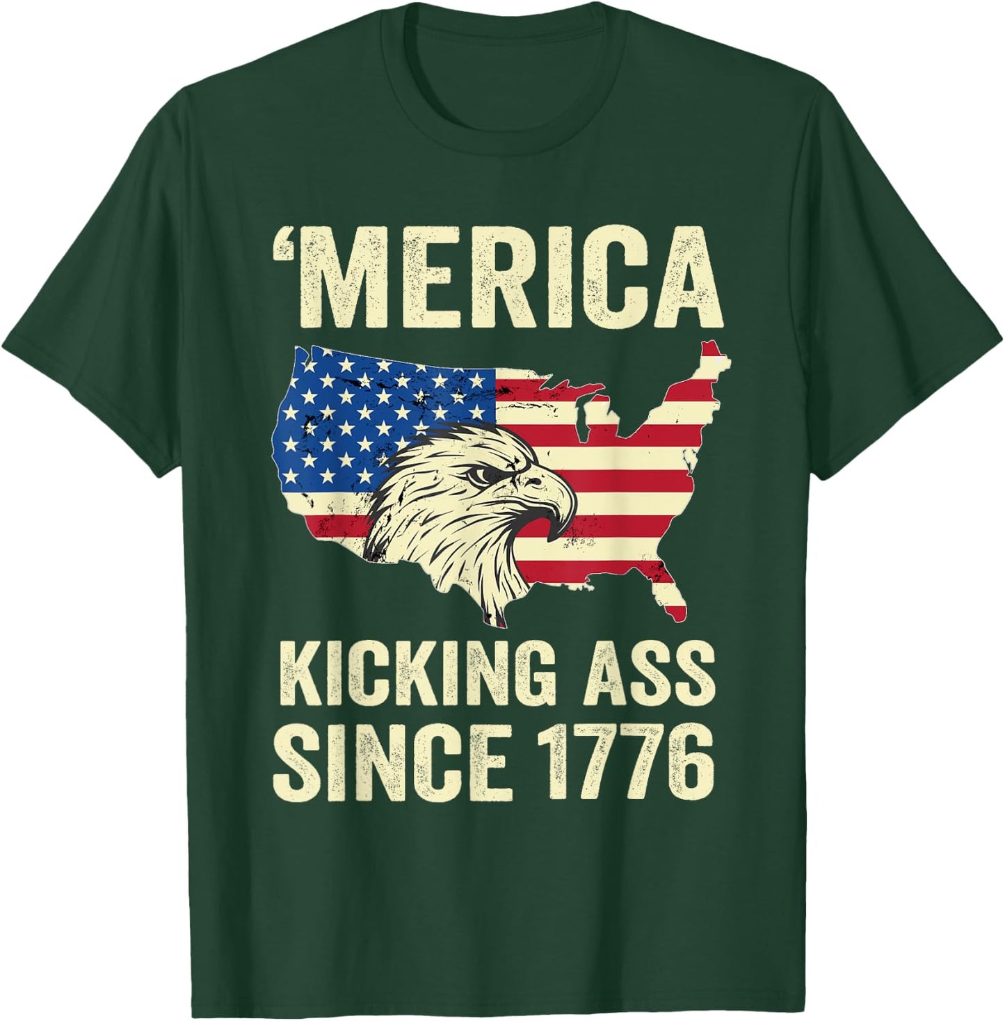 'Merica Kicking Ass Since 1776 Shirt - Vintage 4th Of July T-Shirt - T-Shirt | Forest