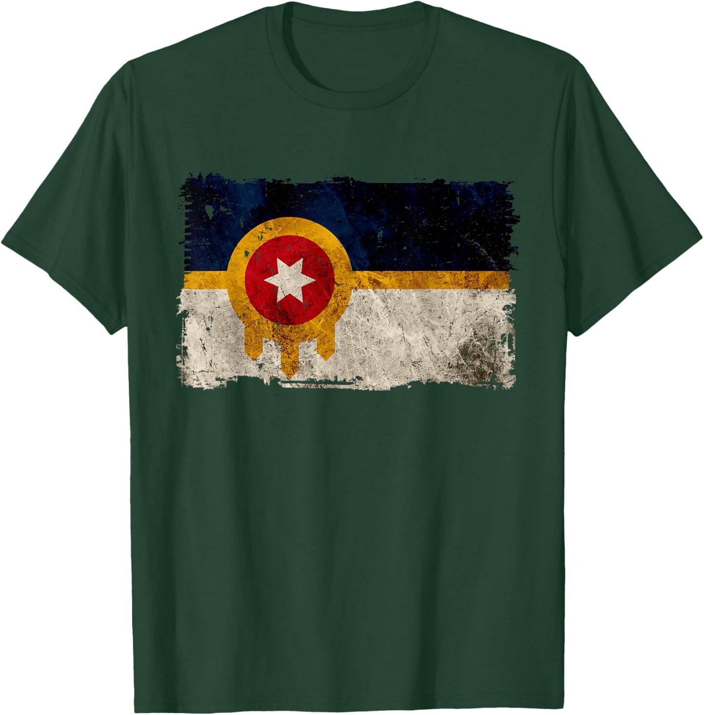 New Tulsa Flag Vintage Distressed Tulsa Oklahoma T-Shirt - T-Shirt | Forest
