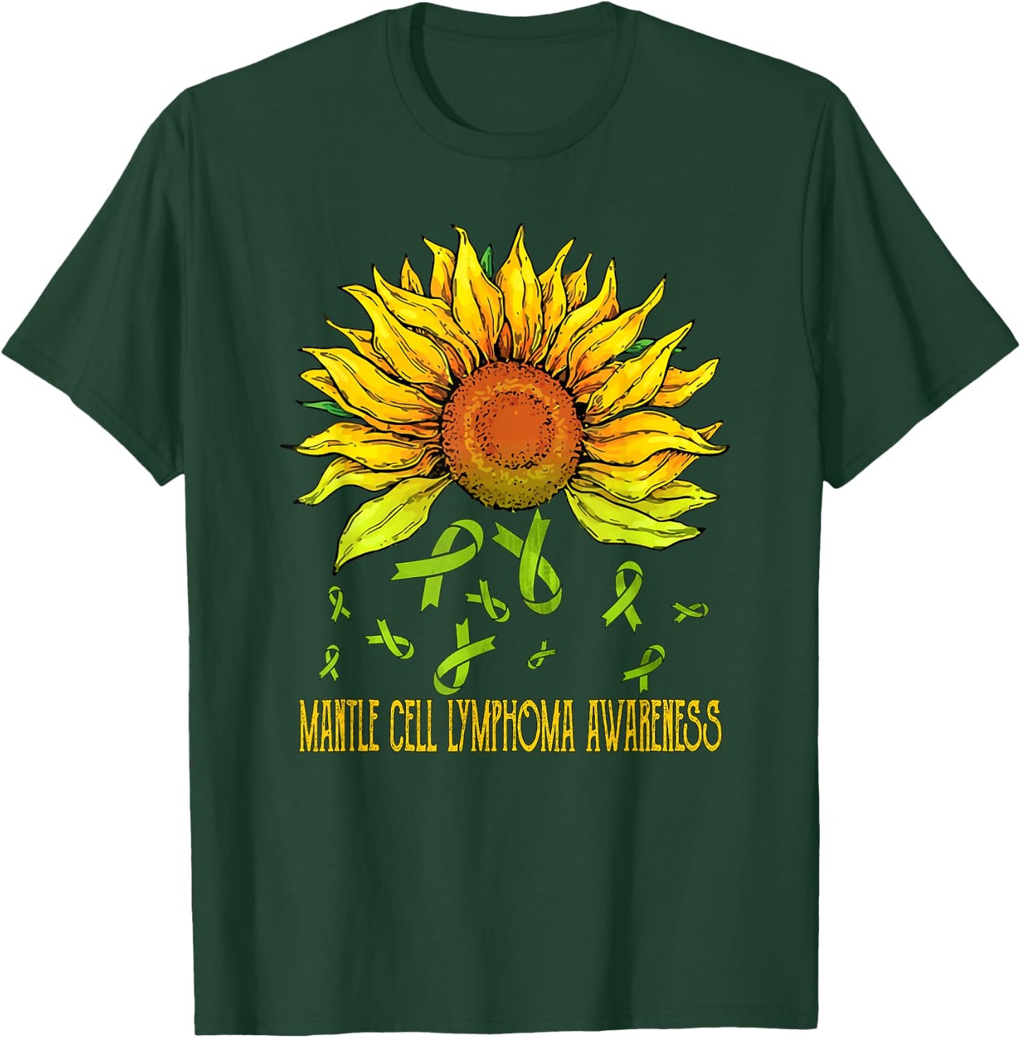 Mantle Cell Lymphoma Awareness Sunflower T-Shirt - T-Shirt | Forest