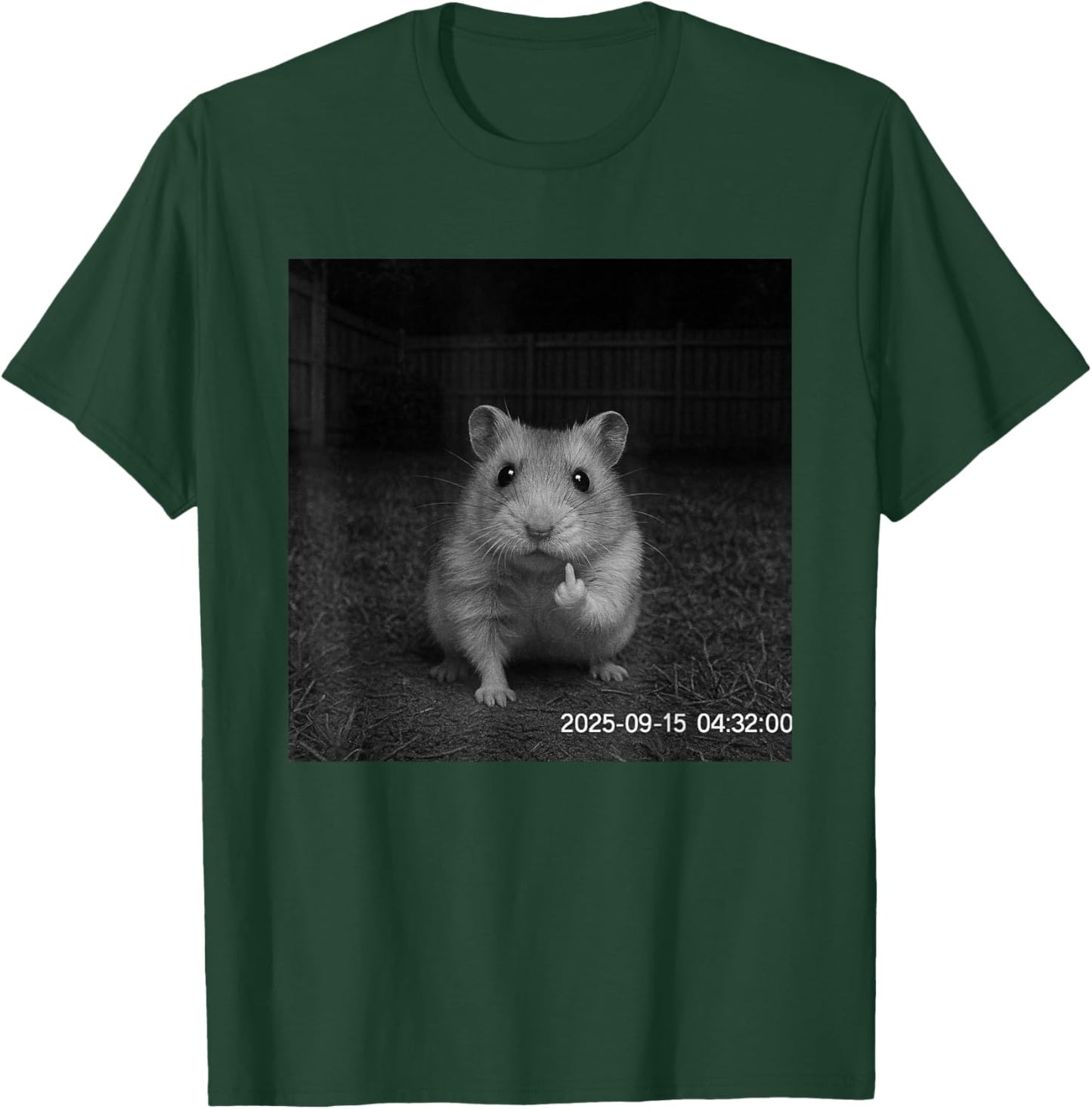 Funny Hamster Flipping Off Middle Finger On Security Camera T-Shirt - T-Shirt | Forest