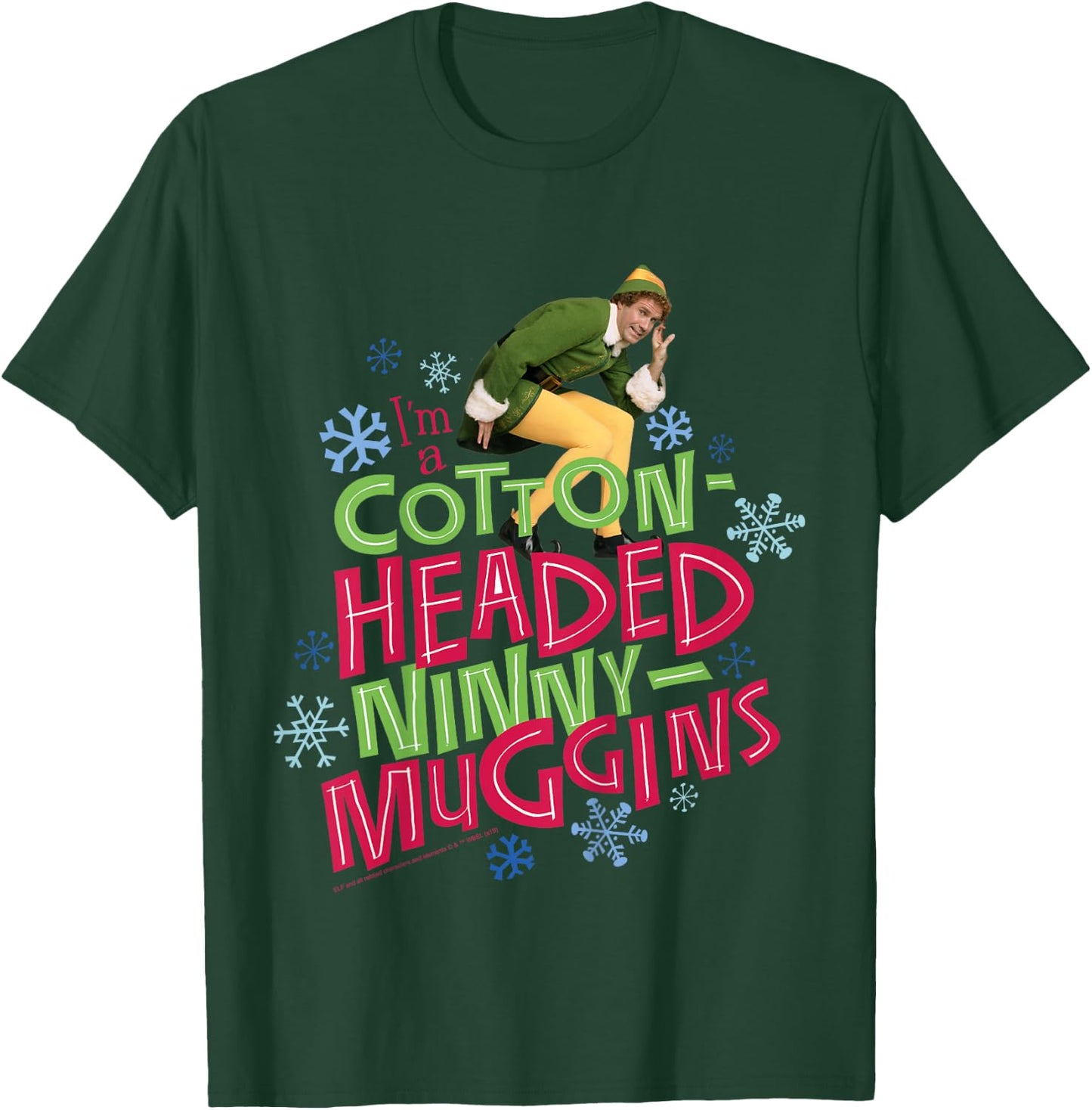 Kids Elf Buddy Cotton Headed Ninny Muggins Large Text T-Shirt - T-Shirt | Forest
