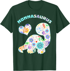 Nonnasaurus Dinosaur Family Relationship Dino Floral T-Shirt - T-Shirt | Forest