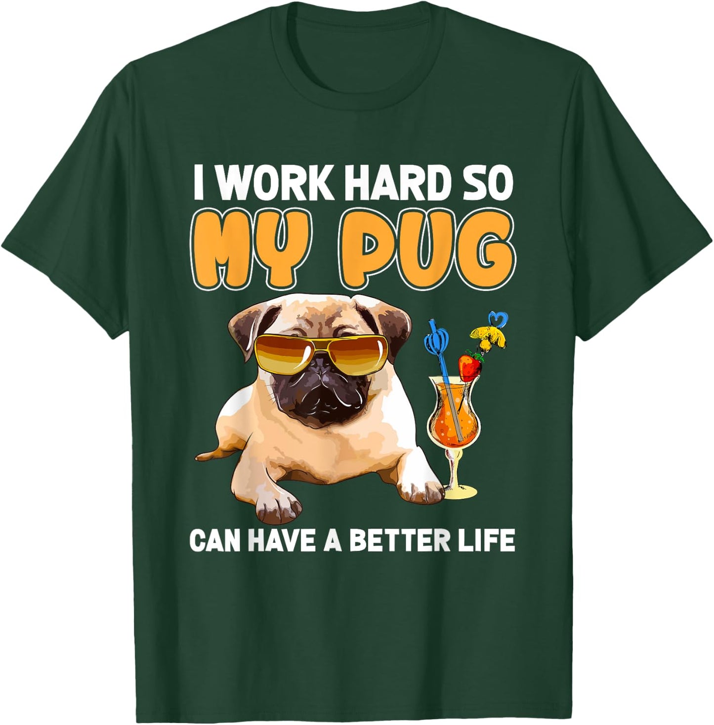 Funny Pug Designs Pug Lover Gifts Shirt , -Adults and Kids, Black, Small, Short Sleeve T-Shirt - T-Shirt | Forest