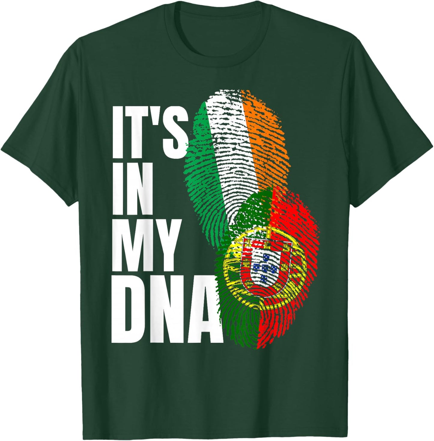 Portuguese And Irish DNA Mix Flag Heritage T-Shirt - T-Shirt | Forest