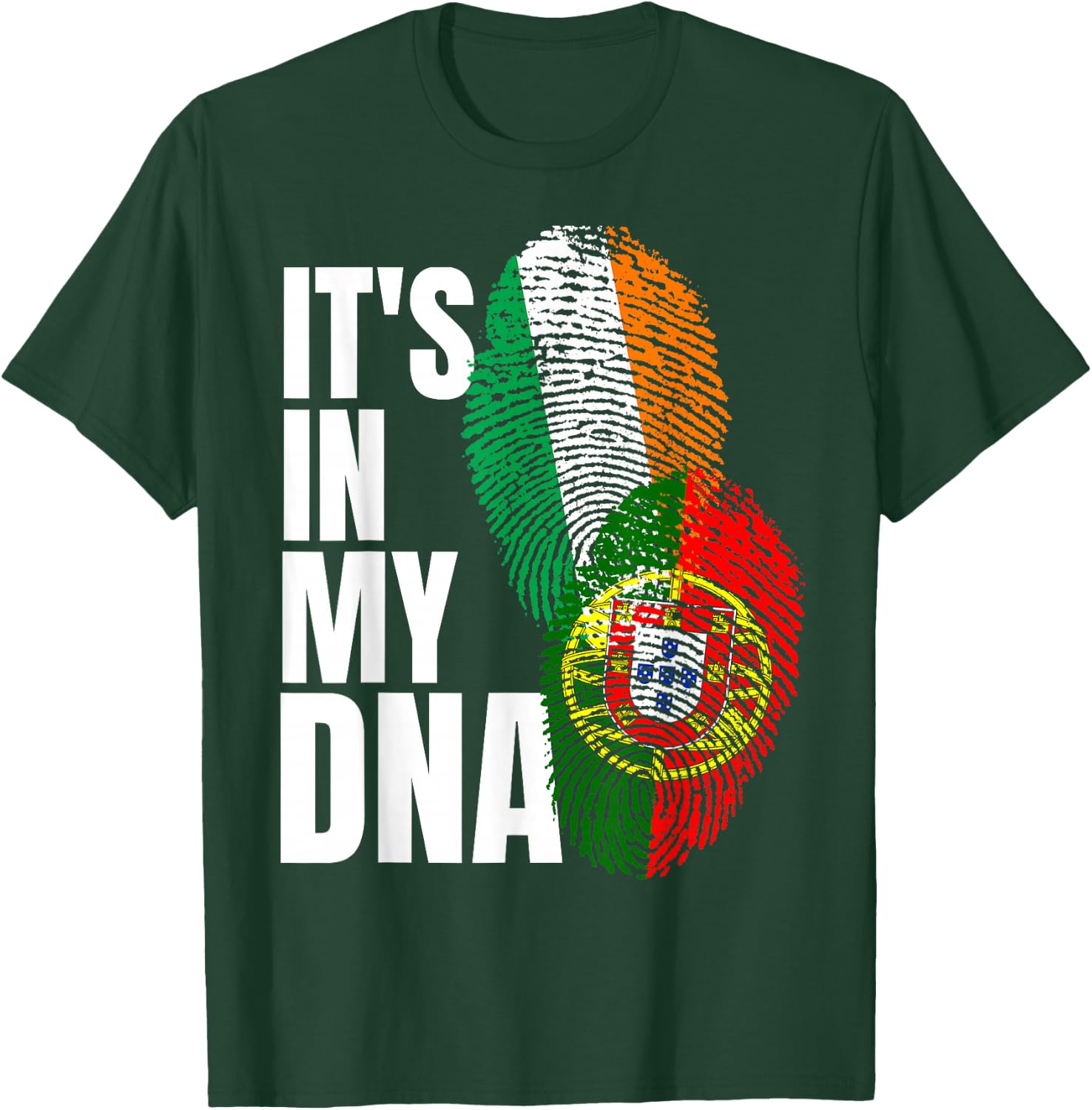 Portuguese And Irish DNA Mix Flag Heritage T-Shirt - T-Shirt | Forest