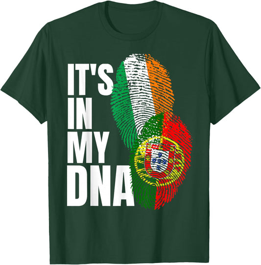 Portuguese And Irish DNA Mix Flag Heritage T-Shirt - T-Shirt | Forest