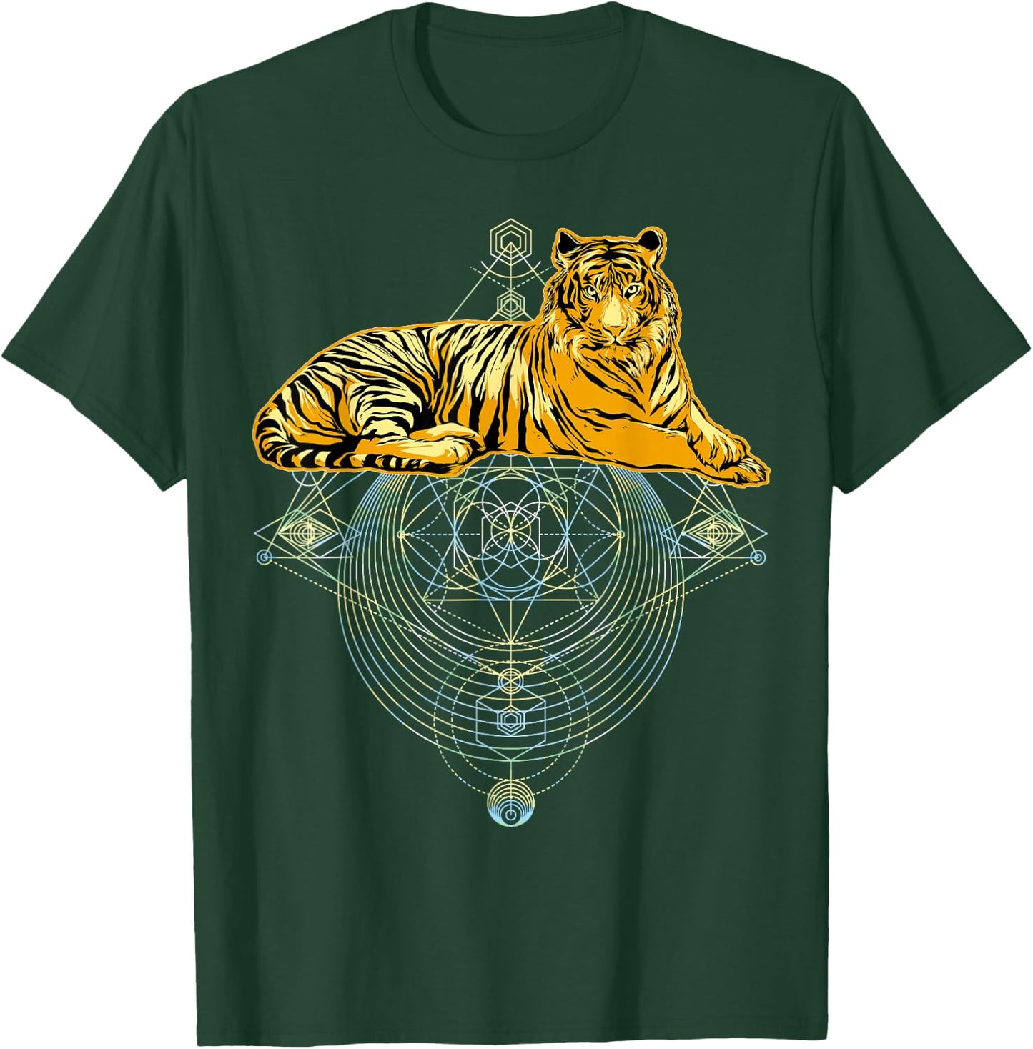 African Tiger Geometric Animal gift - Tiger Sacred Geometry T-Shirt - T-Shirt | Forest