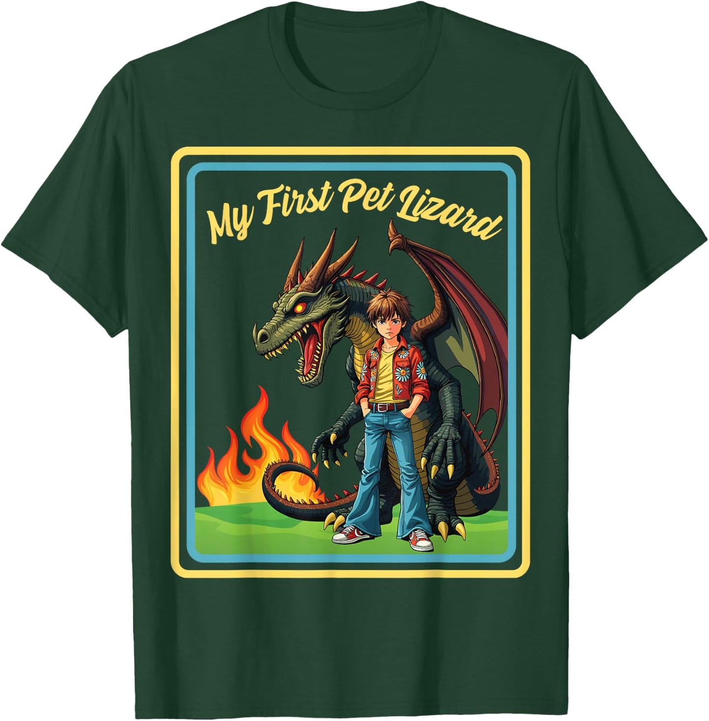 Vintage Child Game Horror, Funny Dragon, My First Pet Lizard T-Shirt - T-Shirt | Forest