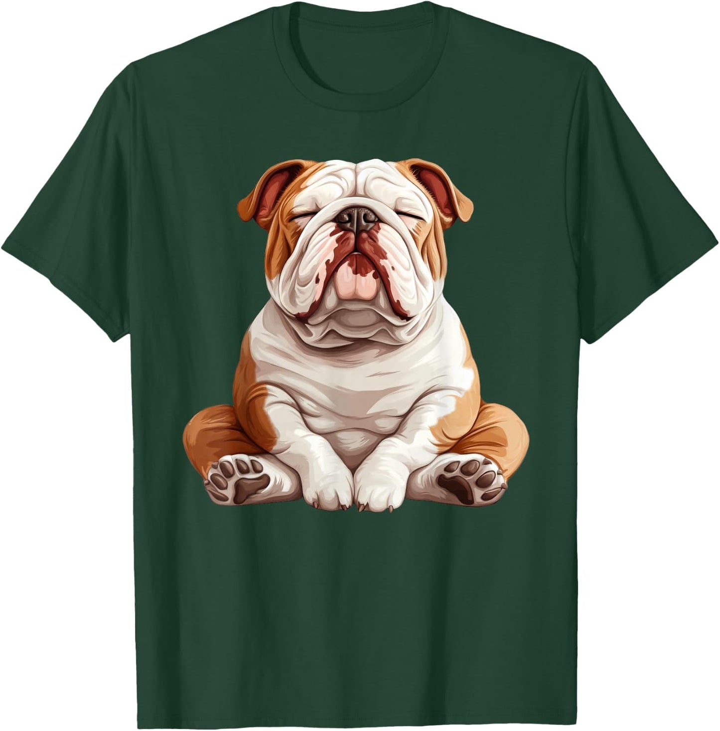 English Bulldog Dog Meditation Yoga T-Shirt - T-Shirt | Forest