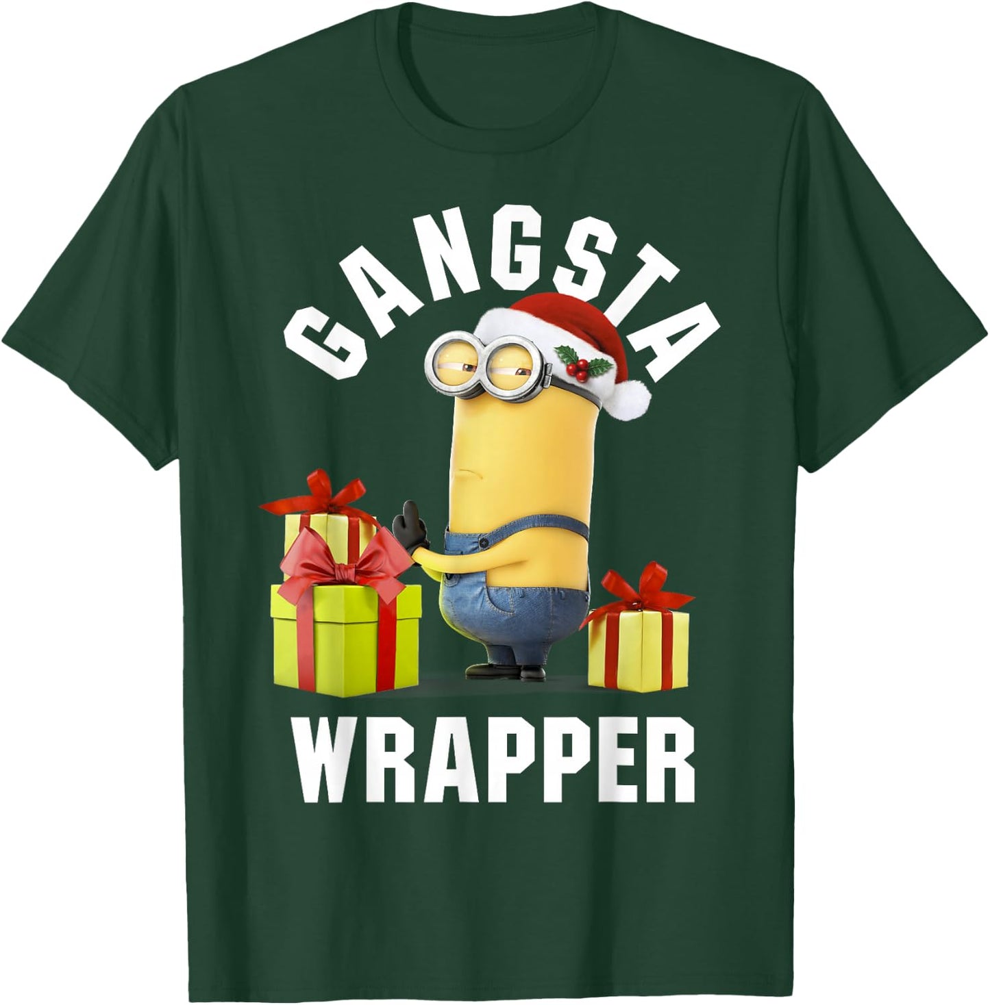 Despicable Me Minion Gansta Wrapper Christmas T-Shirt - T-Shirt | Forest